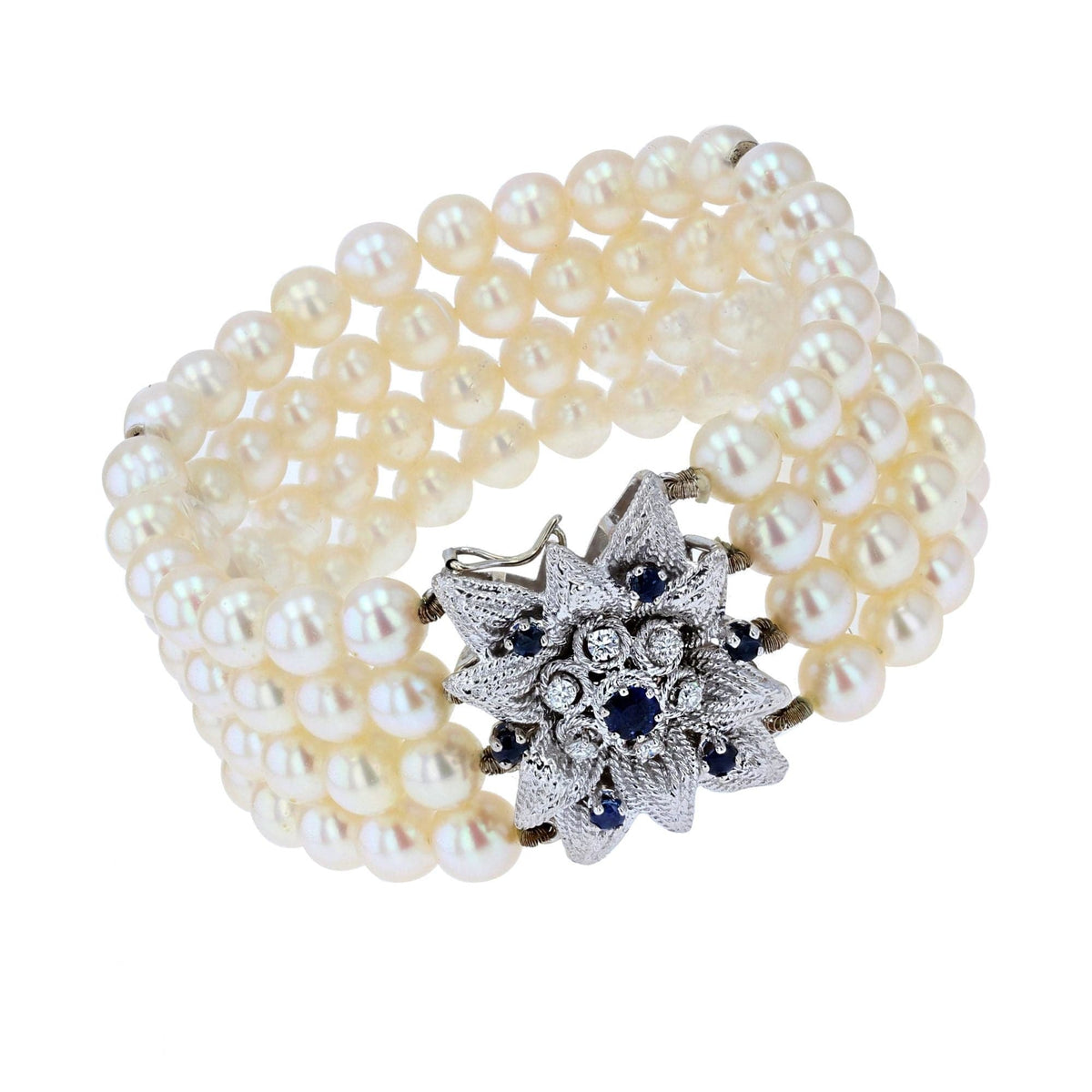 Bracelet Perles Akoya 3 Rangs Boucheron – Fermoir Or Gris Diamants, Occasion Luxe
