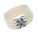 Bracelet Bracelet 4 rows of pearls with white gold clasp, sapphires, diamonds 58 Facettes 22-125
