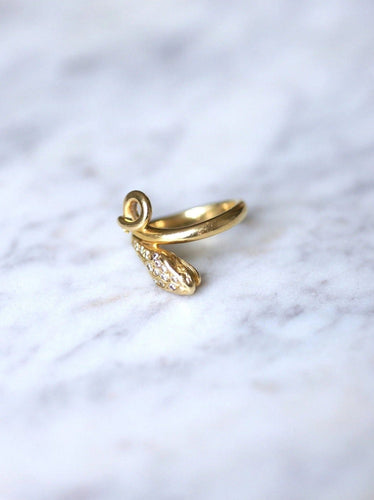 Bague serpent enroulé vintage en or jaune et diamants 58 Facettes