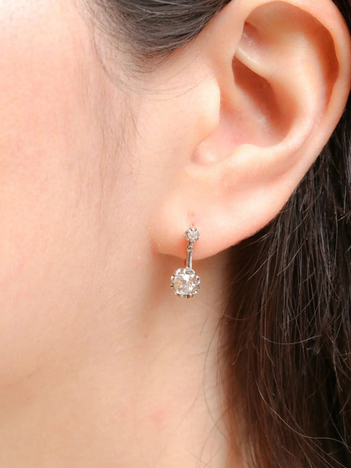 Boucles d'oreilles Dormeuses 2 Ors Diamants 58 Facettes J272