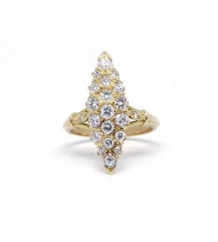 Bague 50 / Jaune / Or 750 Bague Marquise Diamants 58 Facettes 210137R