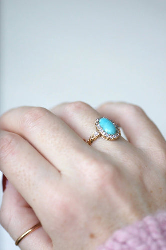 Bague Bague marguerite turquoise diamants 58 Facettes