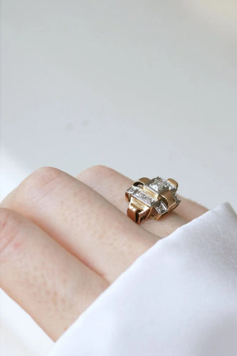 Bague Bague Tank Or rose, Platine et Diamants 58 Facettes