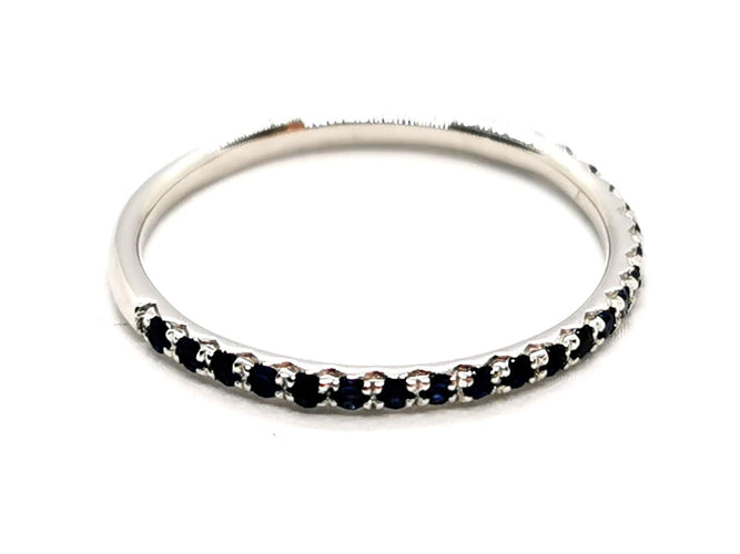 Bague 54 Bague Demi alliance Or blanc Saphir 58 Facettes 1610138CN