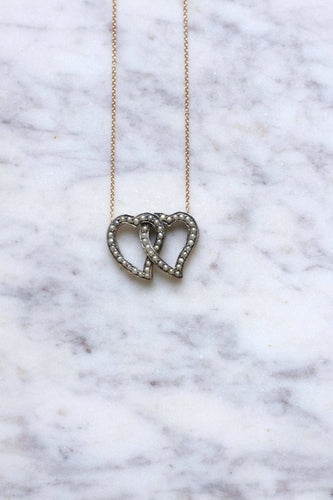 Collier Collier ancien double cœur perles 58 Facettes