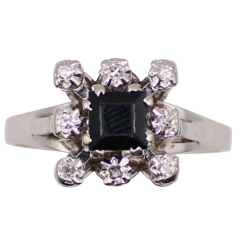 Bague Bague Marguerite or blanc saphir et diamants 58 Facettes