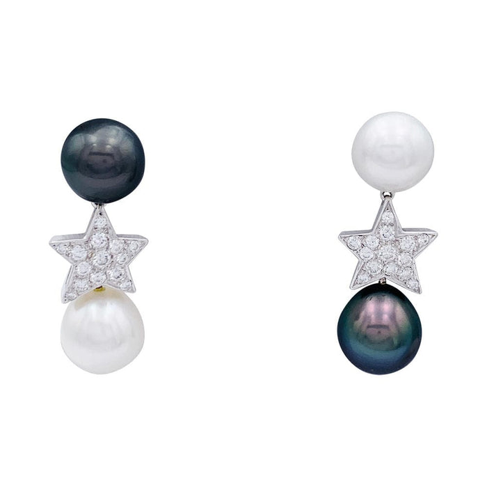 Boucles d'oreilles Boucles d'oreilles Chanel, "Comète", or blanc, diamants, perles. 58 Facettes 32771