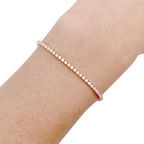 Bracelet Bracelet ligne diamants en or rose. 58 Facettes 32306