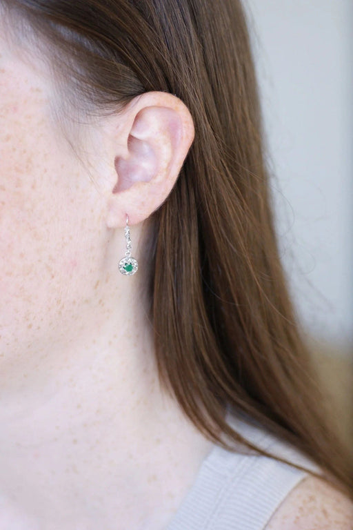 Boucles d'oreilles Boucles d'oreilles Art Deco diamants et émeraudes 58 Facettes