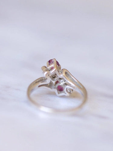 Bague de fiançailles Vintage or, rubis, et diamants 58 Facettes