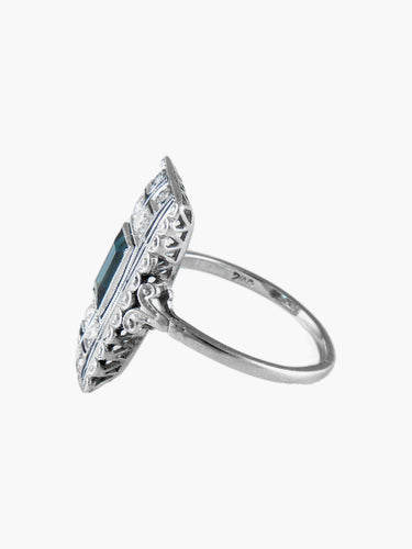 Bague 50.5 Bague Ancienne Or Blanc Platine Saphir Diamants Circa 1910 58 Facettes