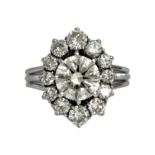 Bague 60 Bague or blanc marguerite diamants 58 Facettes 1-1176/1