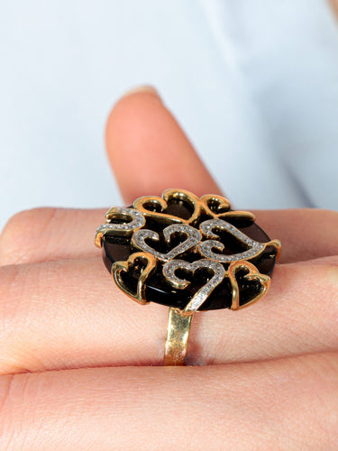 Bague 52 Bague Coeur Onyx Diamants 58 Facettes