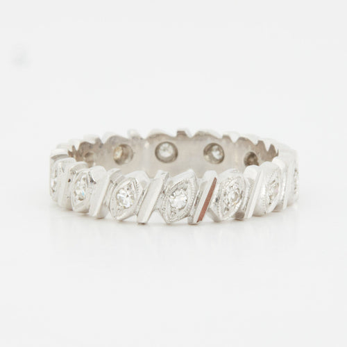 Bague 60 Alliance tour complet Or blanc Diamants 58 Facettes RÉF 12023/17