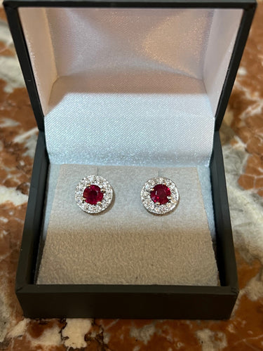 Boucles d'oreilles Boucles d'Oreilles Rubis Diamants Or Gris 58 Facettes BO232