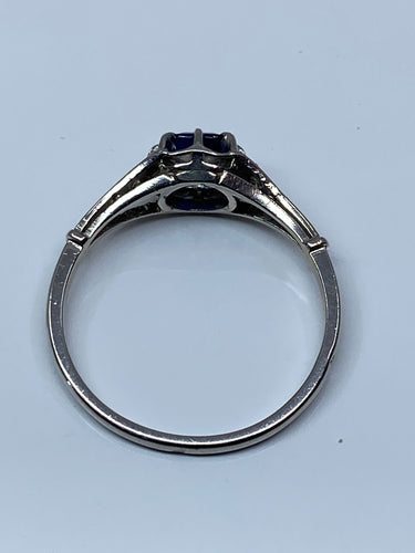 Bague Bague 1900 Platine Saphir et Diamants 58 Facettes