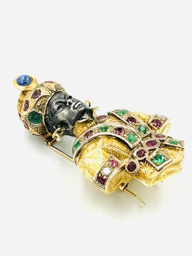 Broche Broche « Maure » Rubis Emeraudes Saphirs Diamants Perle 58 Facettes