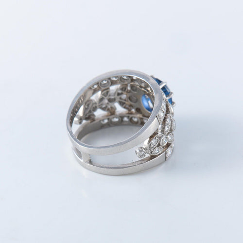 Bague 54.5 Bague bandeau platine, saphir et diamants 58 Facettes