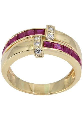 Bague BAGUE MODERNE RUBIS ET DIAMANTS 58 Facettes 048891