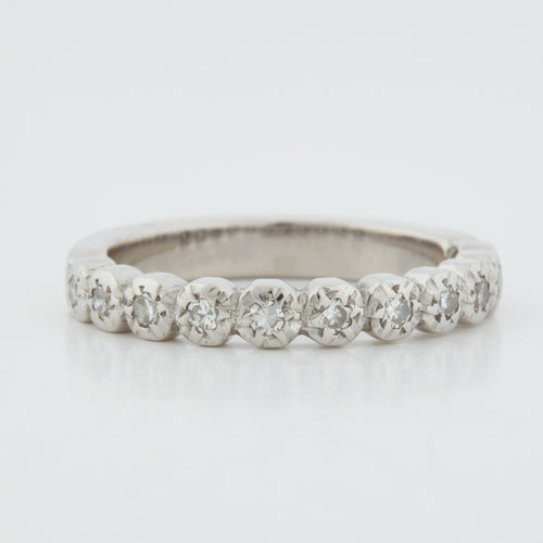 Bague 51 Demi alliance Or blanc Diamants 58 Facettes REF 9011/18