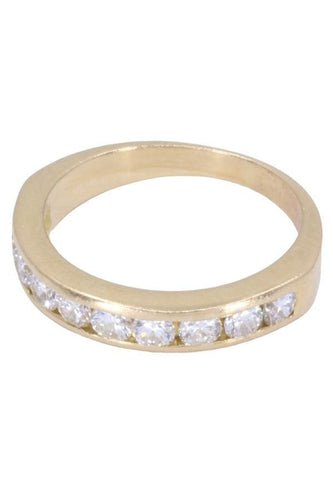 Bague 58 DEMI-ALLIANCE OR JAUNE DIAMANTS 58 Facettes 078121