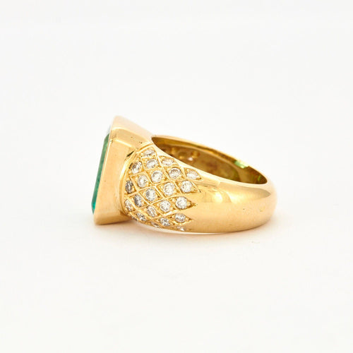 Bague 51.5 Bague or jaune Emeraude Colombie Diamants 58 Facettes
