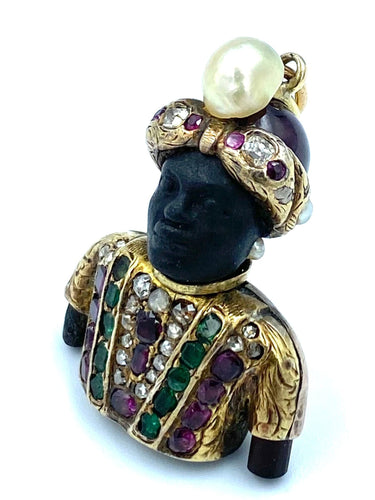 Pendentif Pendentif Maure or, diamants, rubis. 58 Facettes