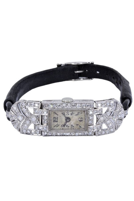 Montre MONTRE ELITE ART-DÉCO PLATINE ET DIAMANTS 58 Facettes 062041