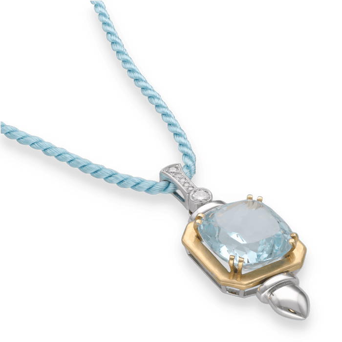 Pendentif Pendentif 2 ors Aigue-marine diamants 58 Facettes