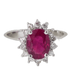 Ring 54.5 Daisy ring in white gold, oval ruby ​​and diamonds 58 Facettes F 4948