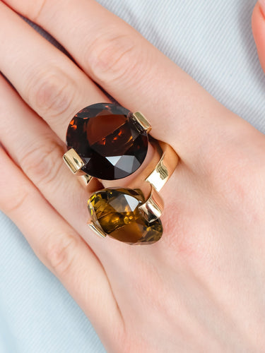 Bague 52 Bague Toi & Moi Pianegonda Quartz fumé 58 Facettes