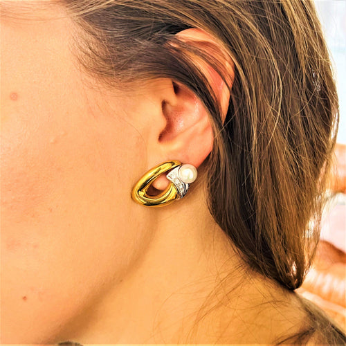 Boucles d'oreilles Boucles d'Oreilles Perle Diamants 2 ors 58 Facettes 20400000678