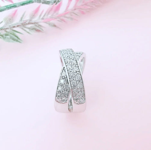 Bague 54 Bague Croisée Or blanc Diamants 58 Facettes AA 1587