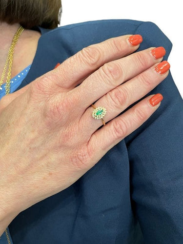 Bague BAGUE MARQUISE ÉMERAUDE ET DIAMANTS 58 Facettes 046811