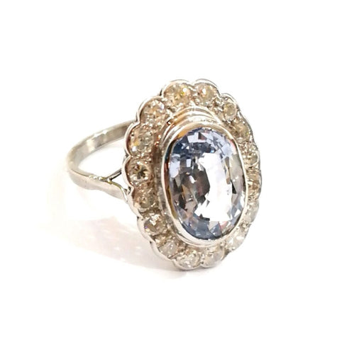 Bague 54 Bague pompadour platine saphir diamants 58 Facettes 3427