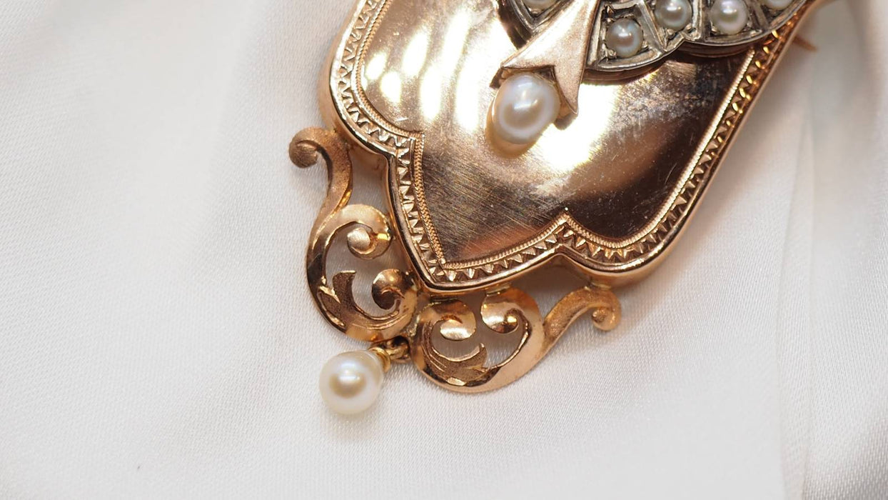 Broche Broche pendentif Napoléon III or rose perles 58 Facettes 28930