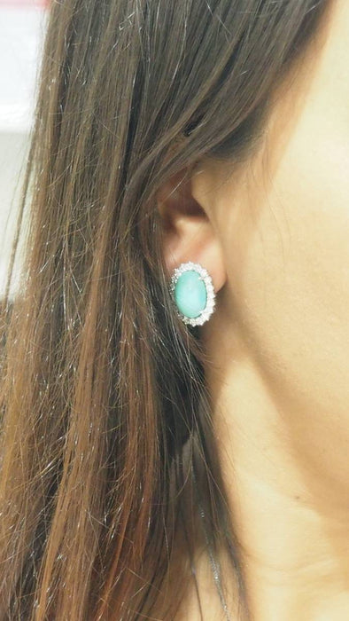 Boucles d'oreilles Boucles d'oreilles Turquoise Diamants 58 Facettes 32269