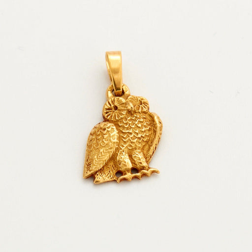 Yellow gold owl pendant 58 Facettes