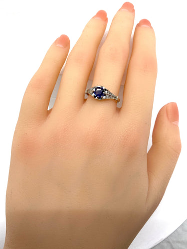 Bague Bague 1900 Platine Saphir et Diamants 58 Facettes