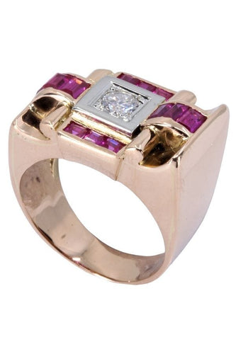Bague 52 BAGUE TANK RUBIS ET DIAMANTS 58 Facettes 066211