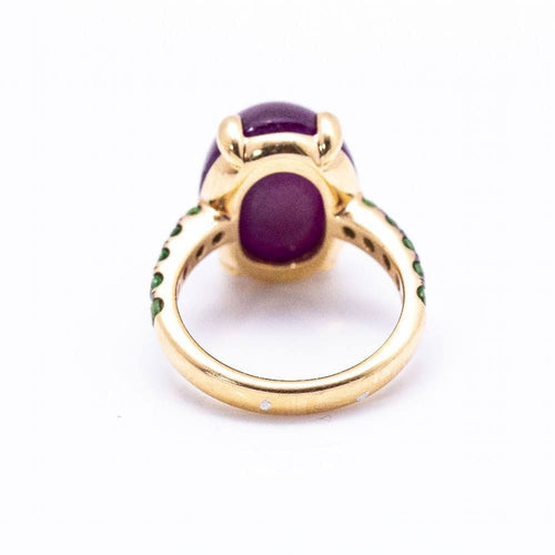 Bague 47.5 Bague en Or Rose, Tsavorite et Rubis 58 Facettes D360369CS