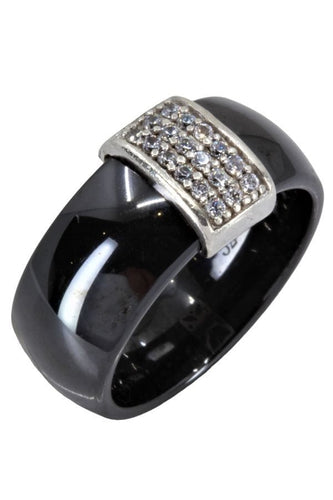 Bague 52 BAGUE MODERNE CÉRAMIQUE ET DIAMANTS 58 Facettes 056411