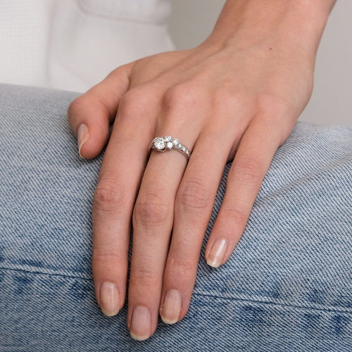 Bague 51 Bague Diadème Or Gris Diamants 58 Facettes