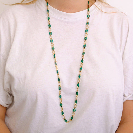 BOUCHERON necklace - Chrysoprase and yellow gold necklace 58 Facettes