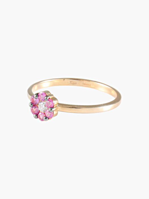 Bague 52 Bague Fleur Saphirs roses 58 Facettes