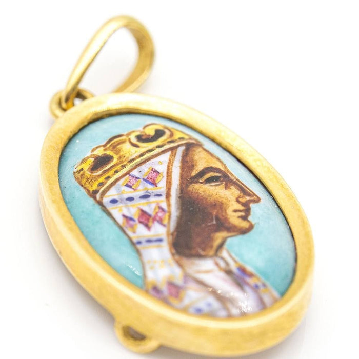 Pendentif Médaille Montserrat en or jaune et émail 58 Facettes D359723LF