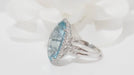 Ring White gold aquamarine diamond entourage ring 58 Facettes 31615