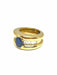 Ring Yellow gold oval sapphire and baguette diamond ring 58 Facettes
