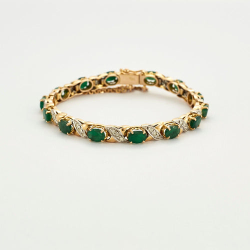 Bracelet Bracelet or jaune, émeraude et diamants 58 Facettes