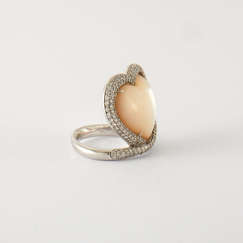 Bague 53 Bague Coeur Diamants Nacre 58 Facettes
